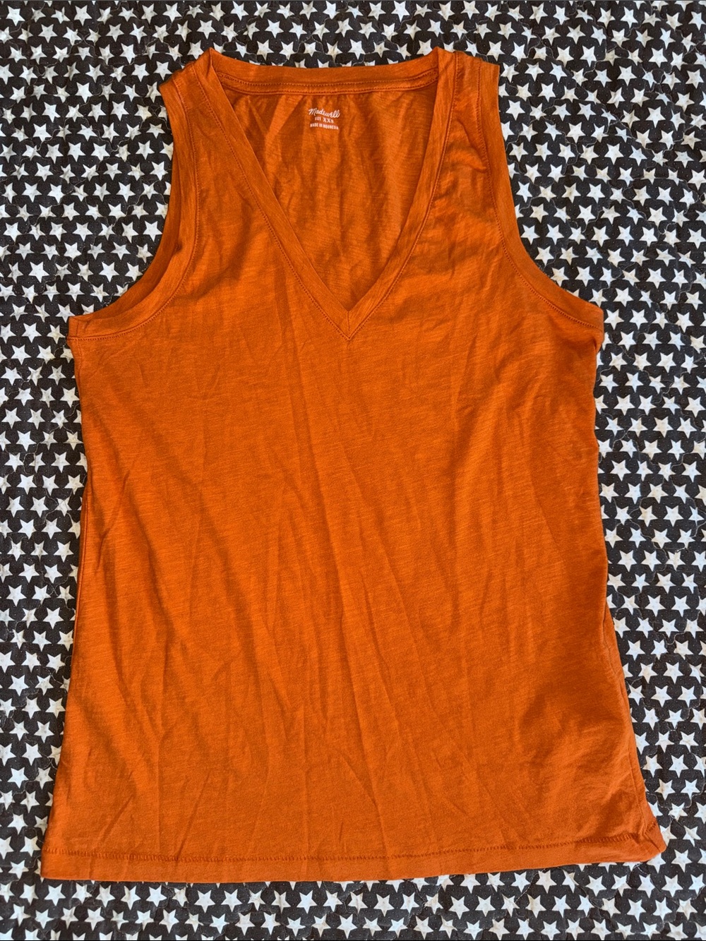Madewell Orange V-Neck Tank Top
